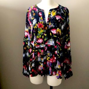 Jcrew floral print long sleeve blouse
